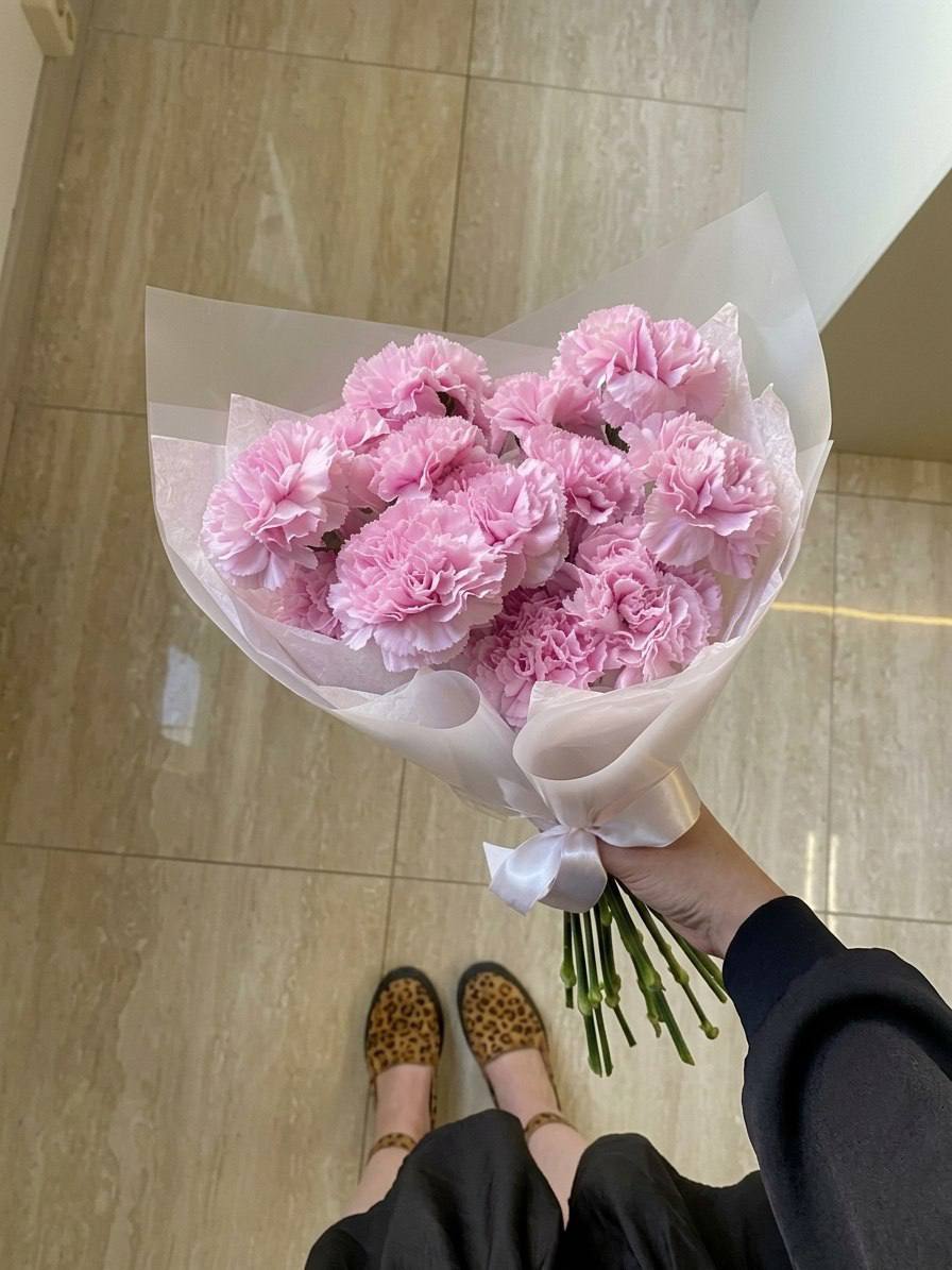 Моно-букет из 25 розовых диантусов